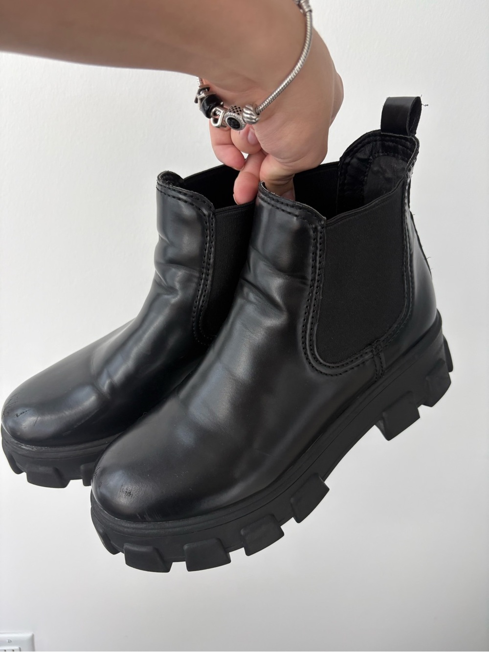Circus NY black leather Chelsea boots with chunky sole